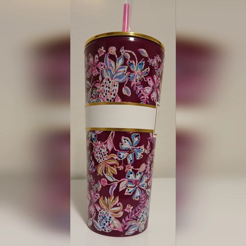 NWT Lilly Pulitzer Floral Tumbler With‎ Straw